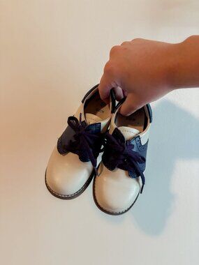 Footmates Toddler Saddle Shoes Navy White Wide Fit Size 10.5